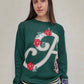 CREWNECK VERDE CON FLORES