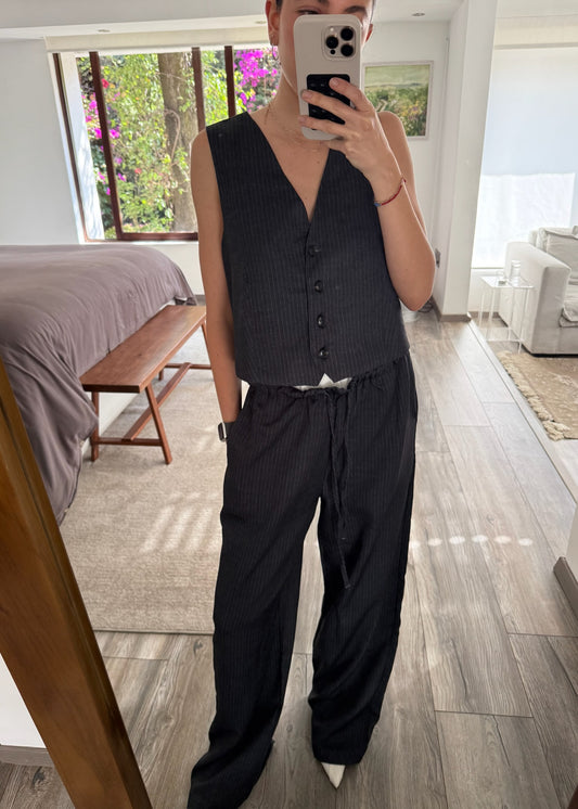 SET PINSTRIPED CHALECO Y PANTALON