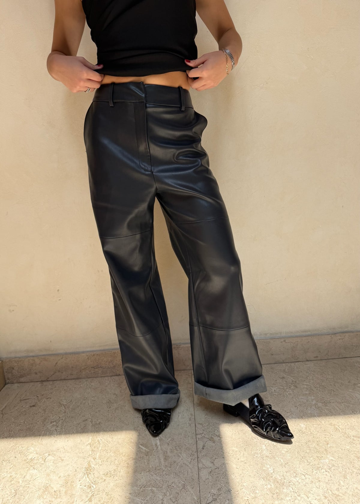 PANTALÓN AZUL FAUX LEATHER
