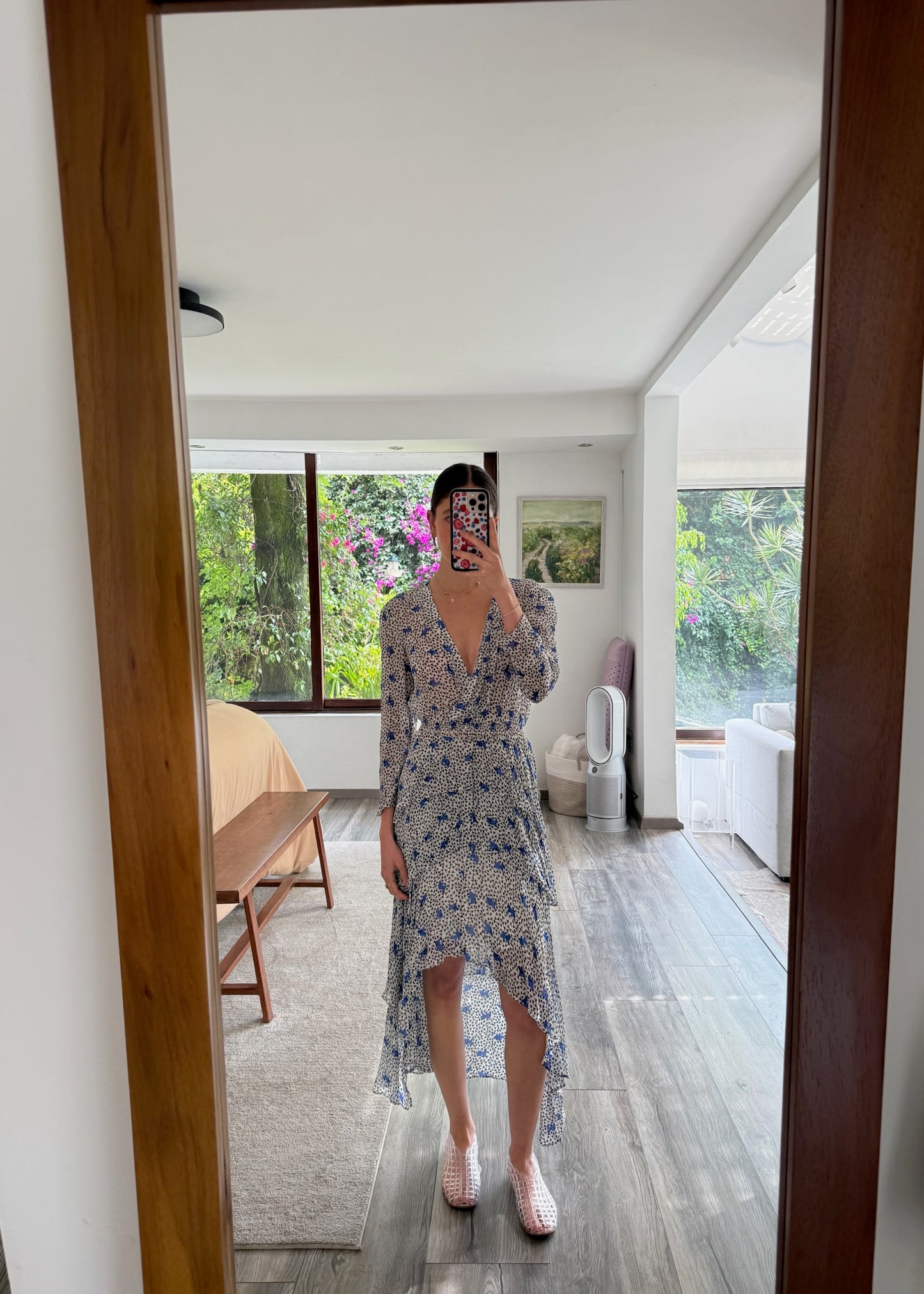 VESTIDO MAXI MANGA LARGA CON PRINT