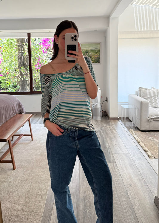 BLUSA STRIPED VERDE DE KNIT