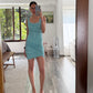 VESTIDO MINI CON CORSET AZUL