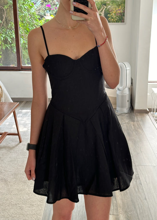 VESTIDO MINI BUSTIER TIPO LINO