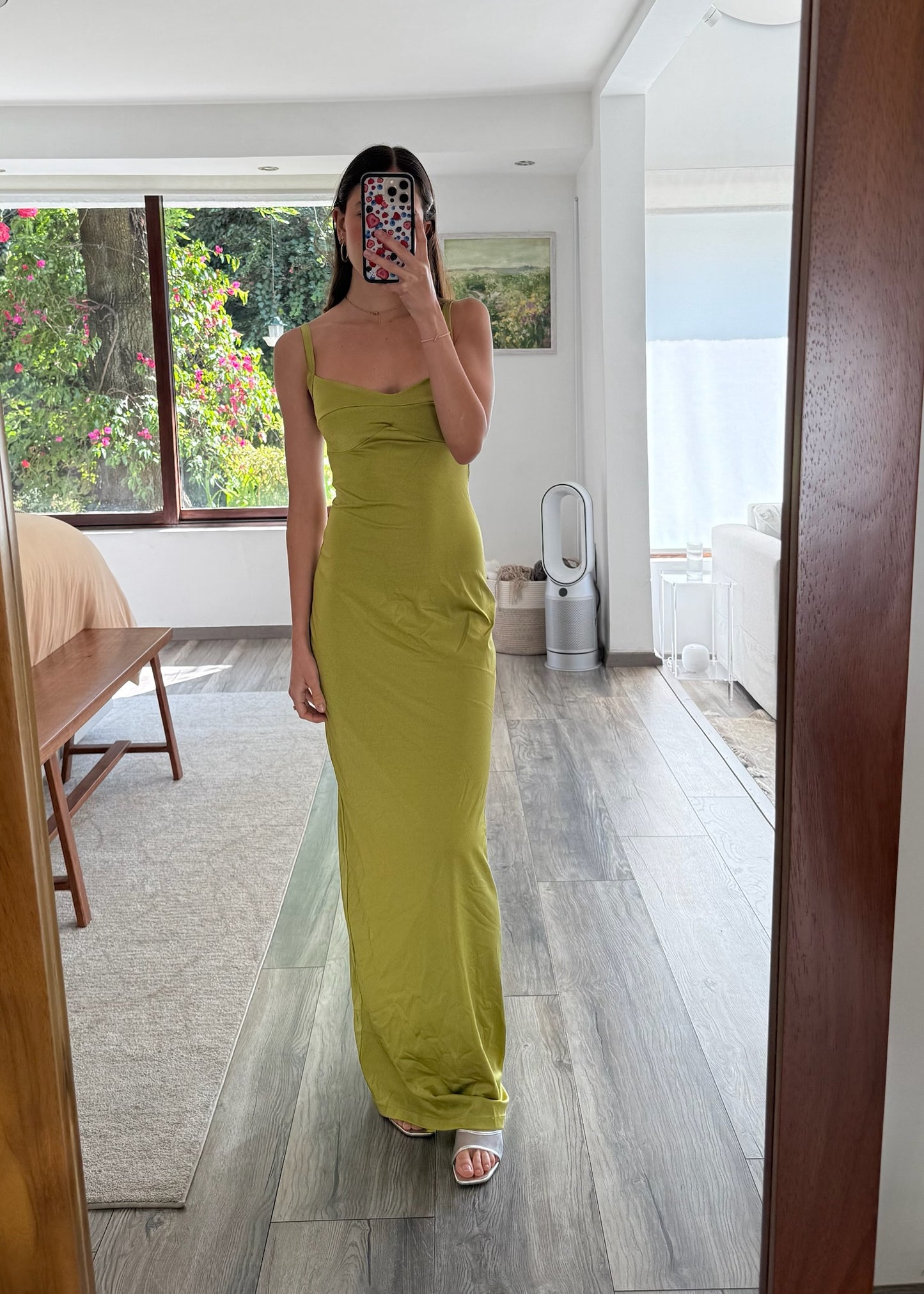 VESTIDO VERDE BUSTIER SHINY