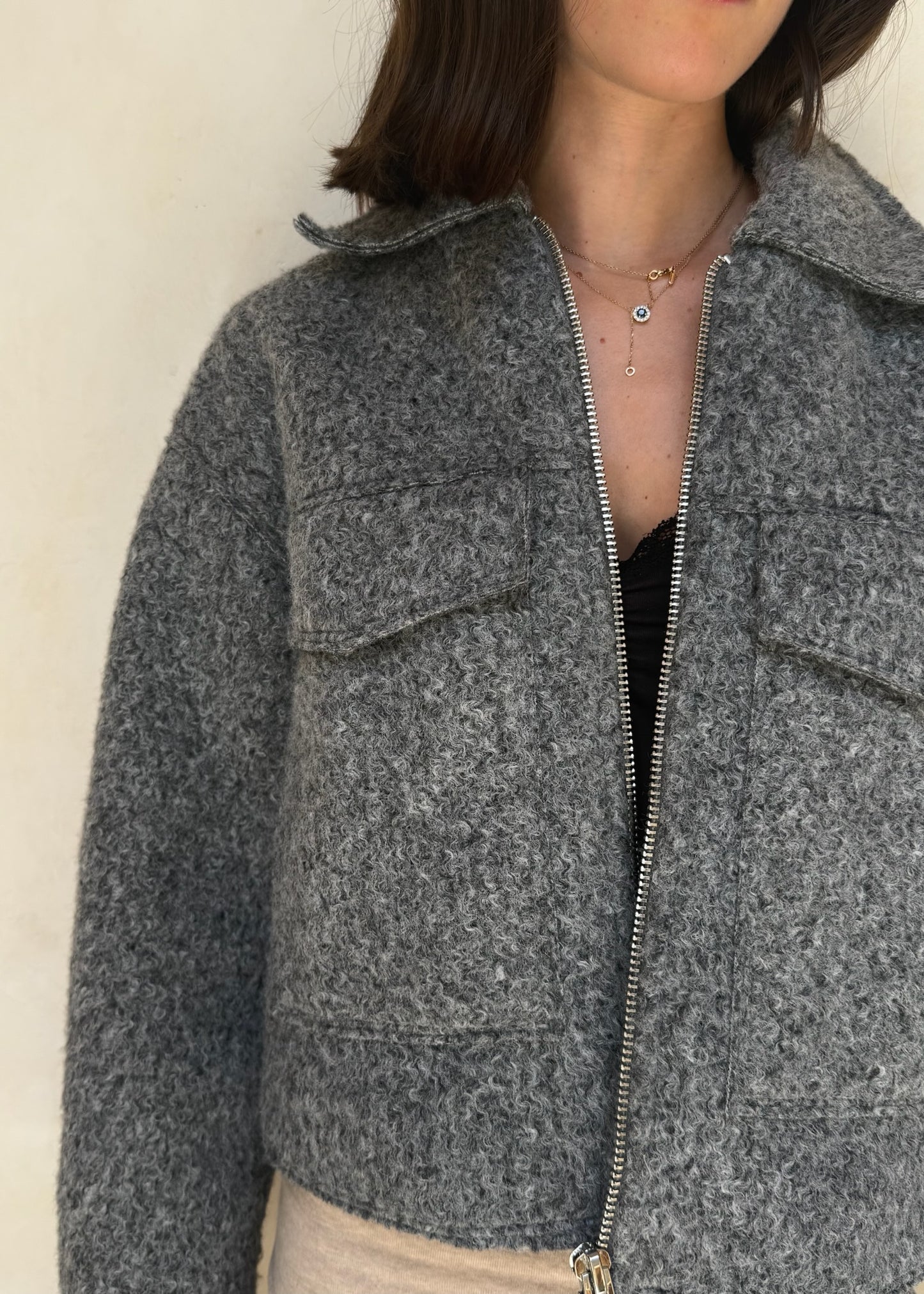 CHAMARRA GRIS COZY