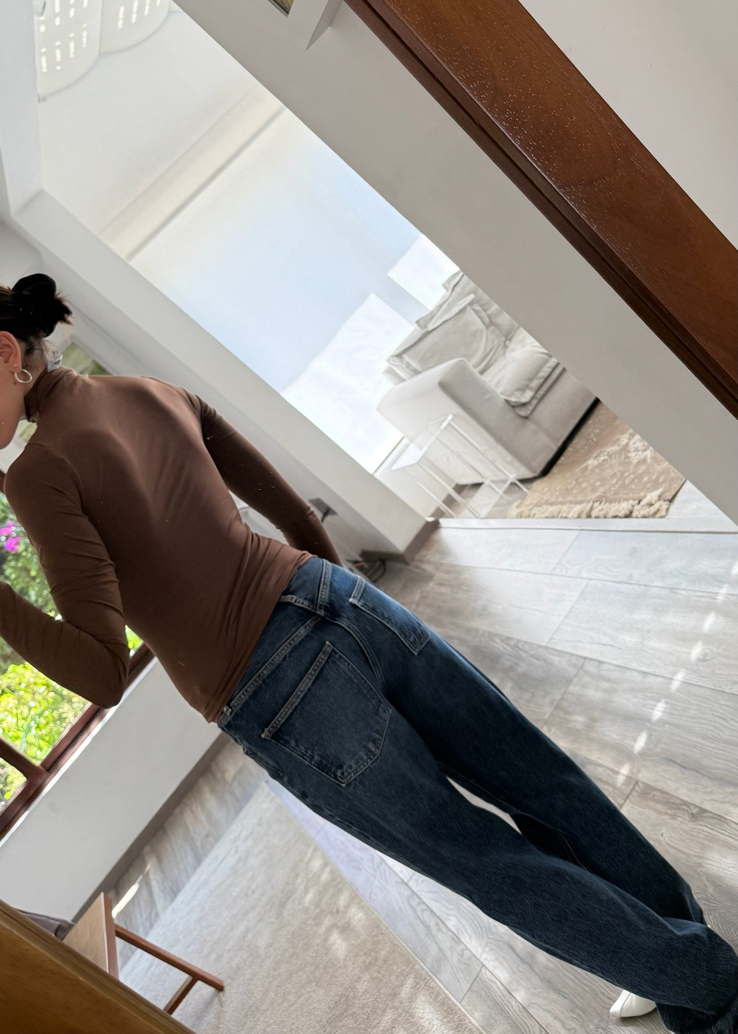 BLUSA CAFÉ SEAMLESS MAGA LARGA