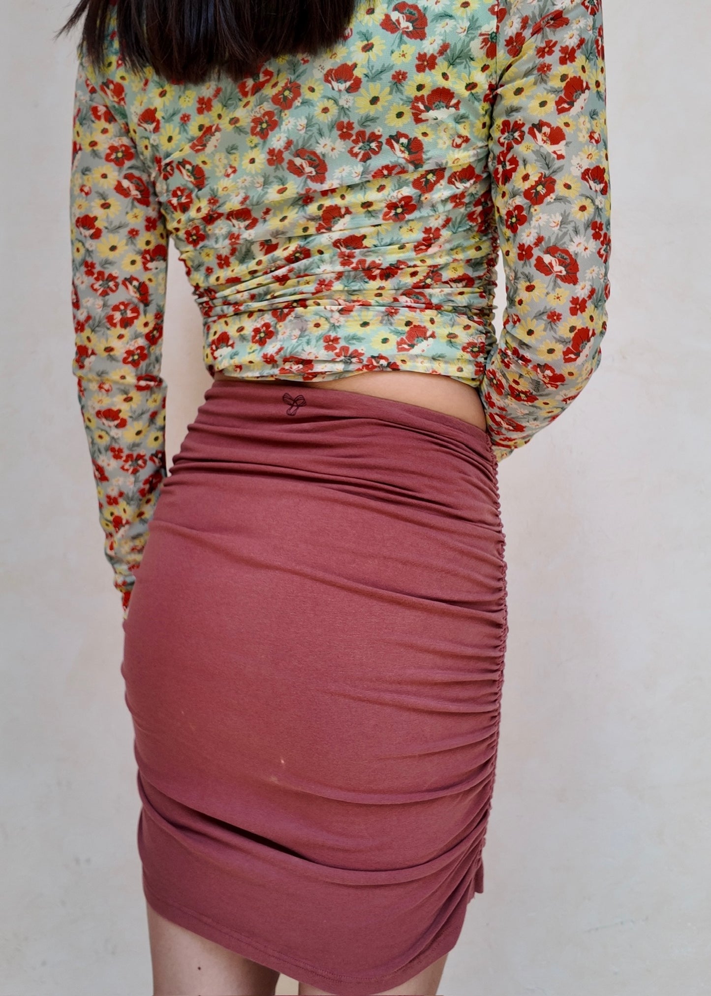 FALDA FRUNCIDA BRICK RED