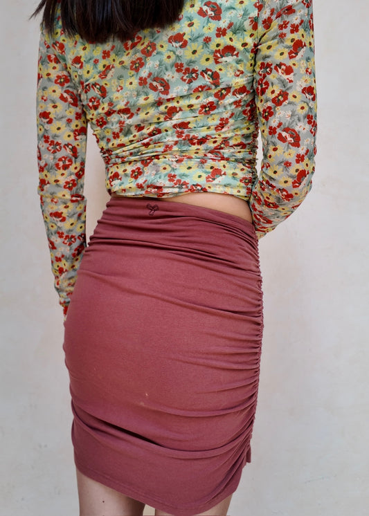 FALDA FRUNCIDA BRICK RED