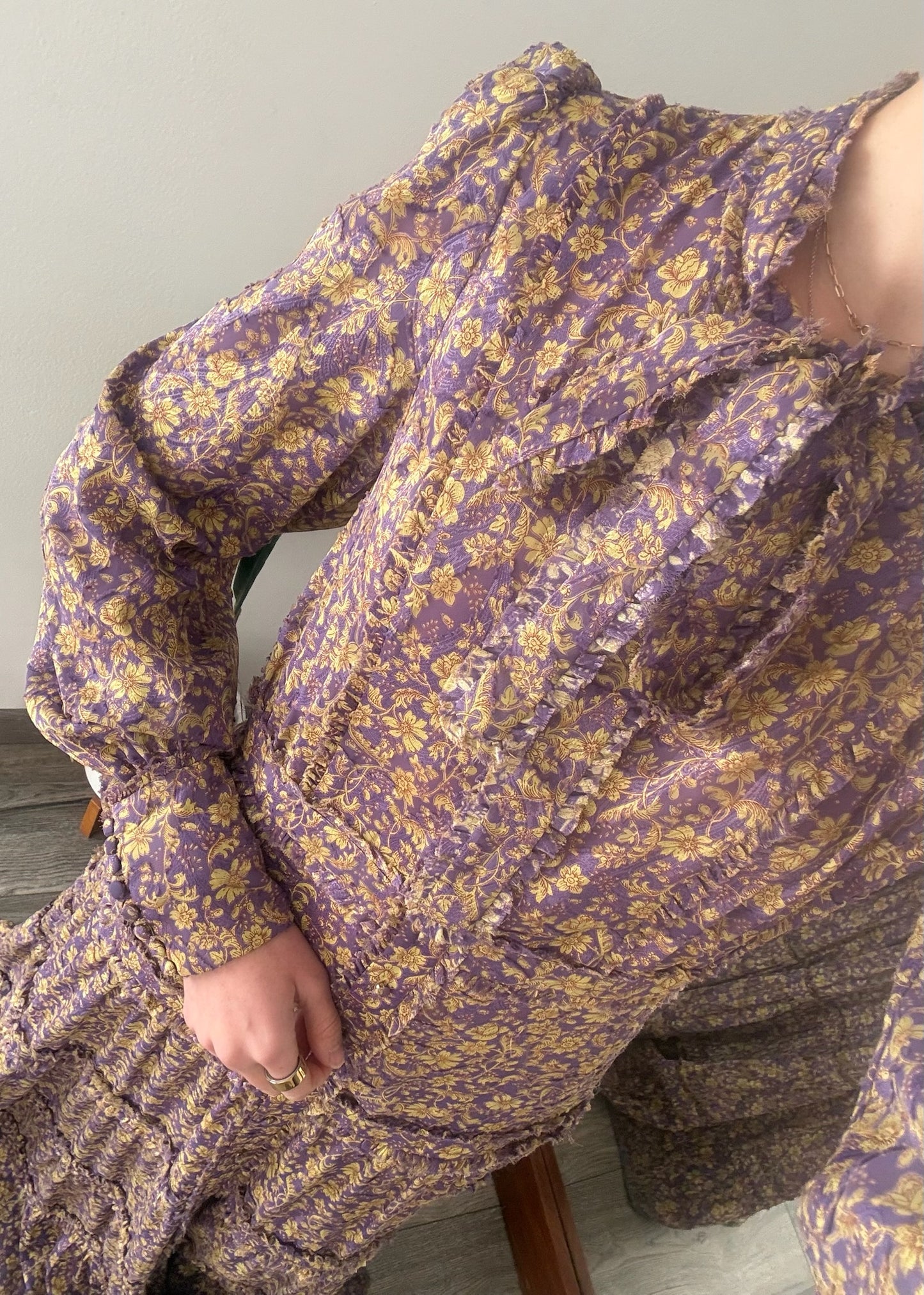 VESTIO DE TIPO CAMISA MAXI PRINT FLORES