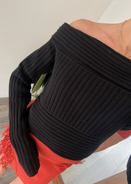 SUÉTER OFF THE SHOULDER NEGRO