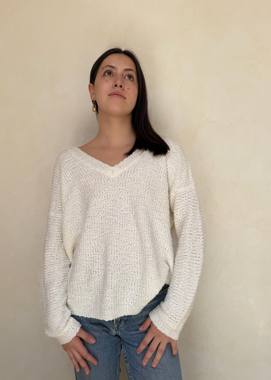 SUÉTER BLANCO V NECK BACKLESS