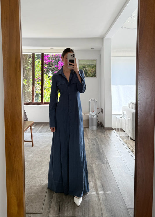 VESTIDO MAXI DE TIPO CAMISA