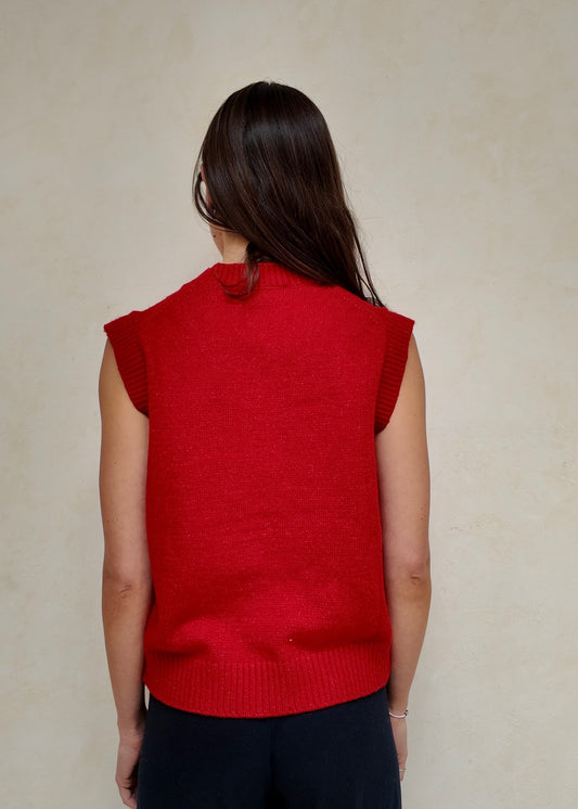 CHALECO DE KNIT ROJO
