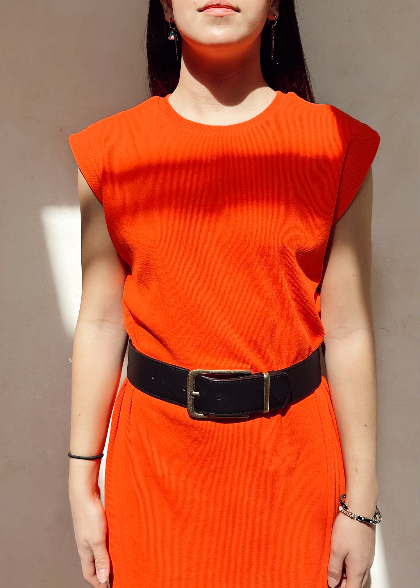 VESTIDO MIDI RIBBED NARANJA