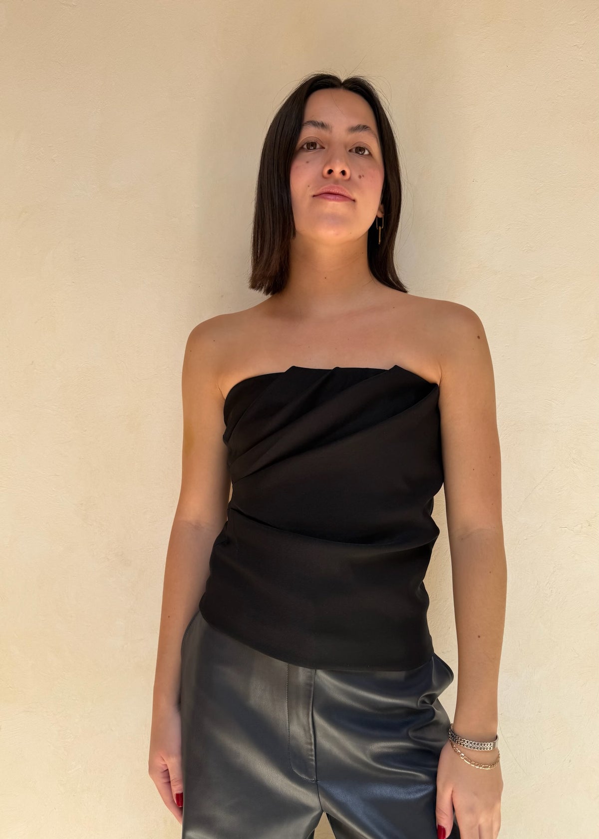 TOP STRAPLESS ARRUGADO