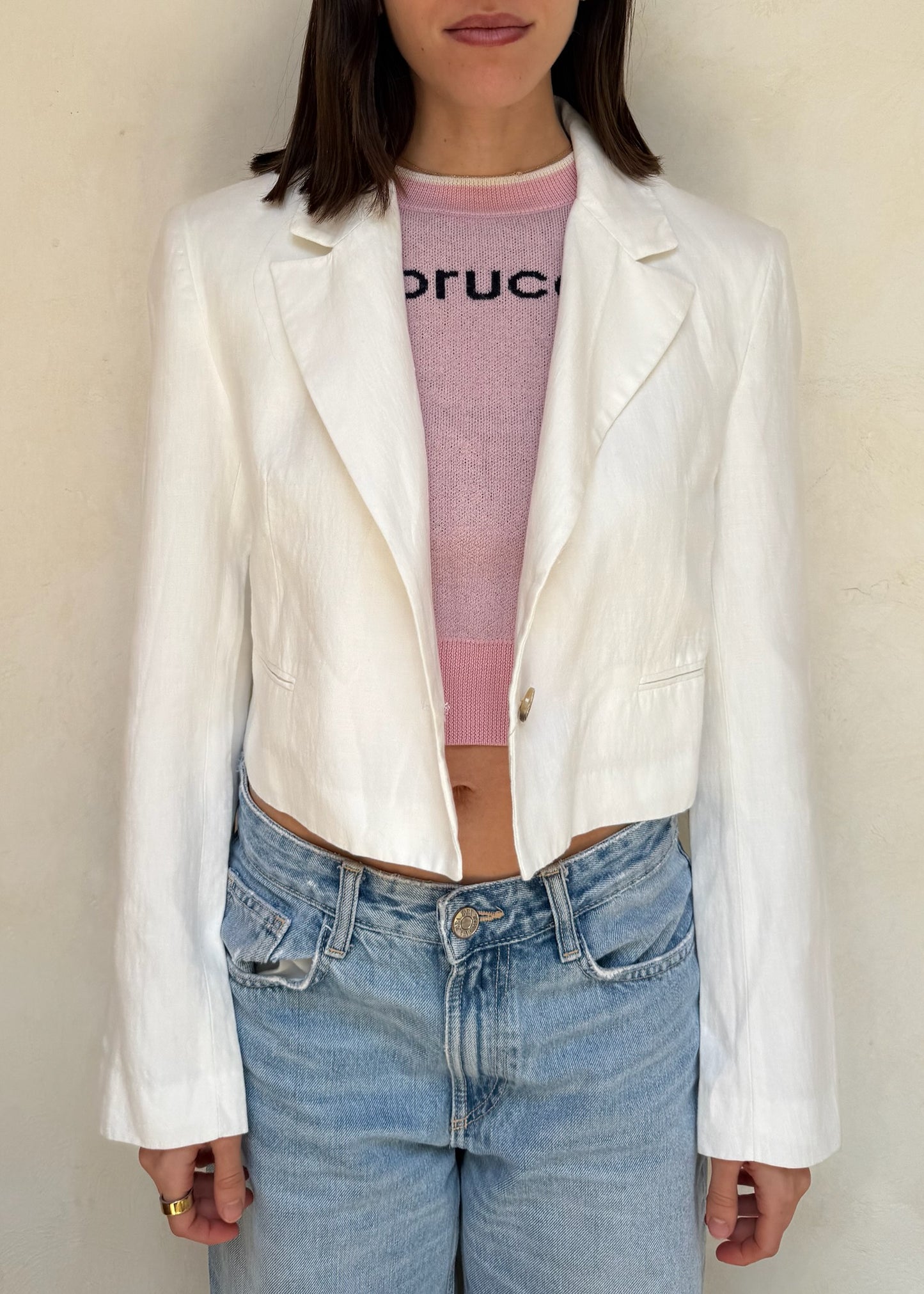 BLAZER TIPO LINO BLANCO