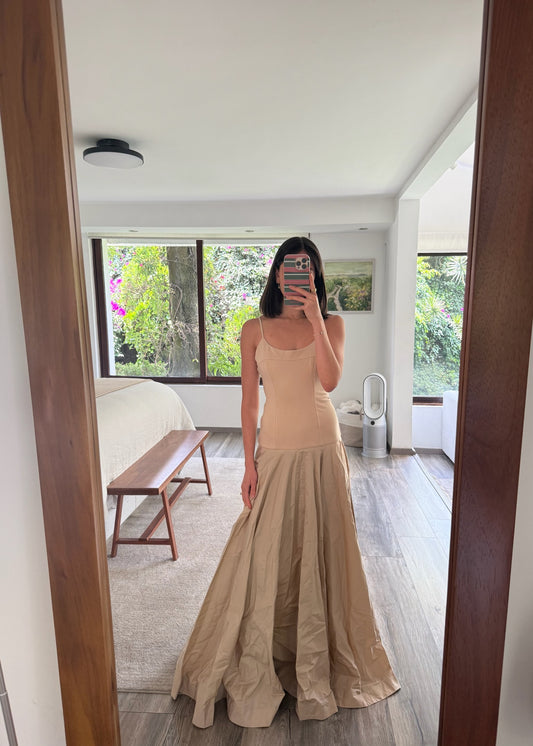 VESTIDO MAXI BOMBON BEIGE