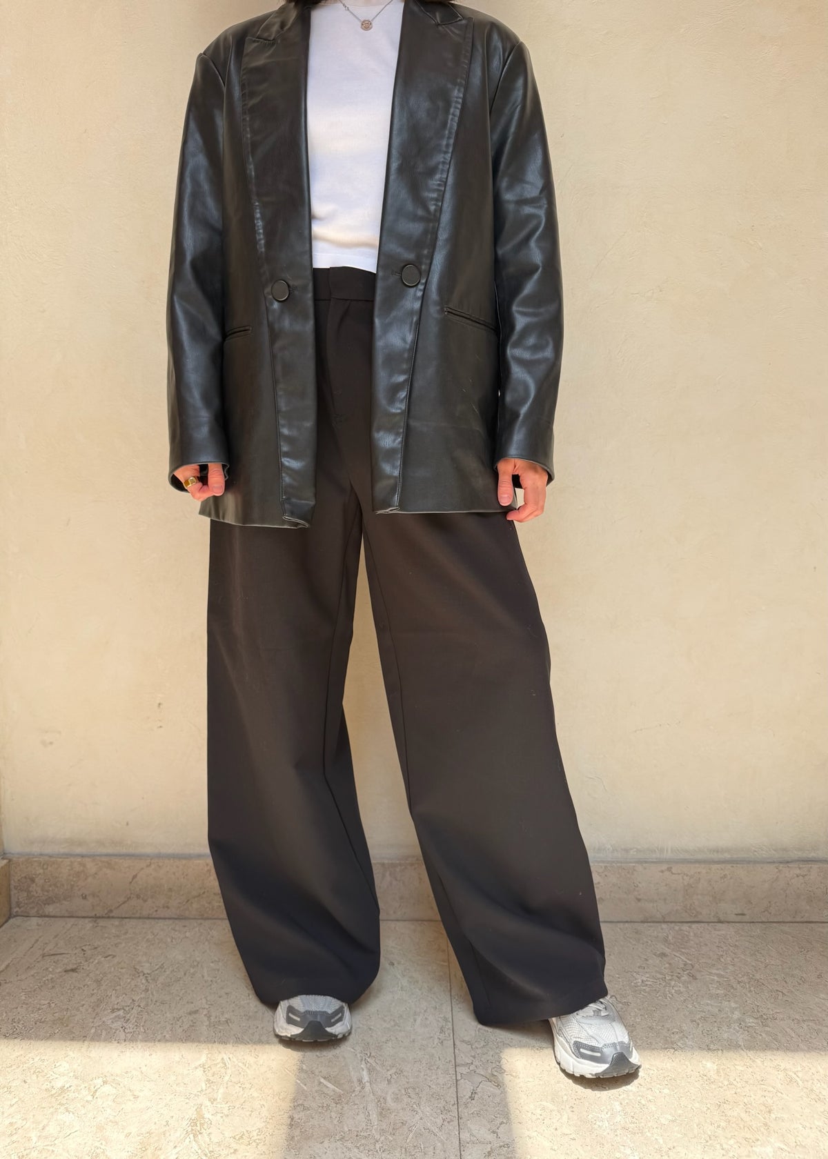 BLAZER FAUX LEATHER NEGRO