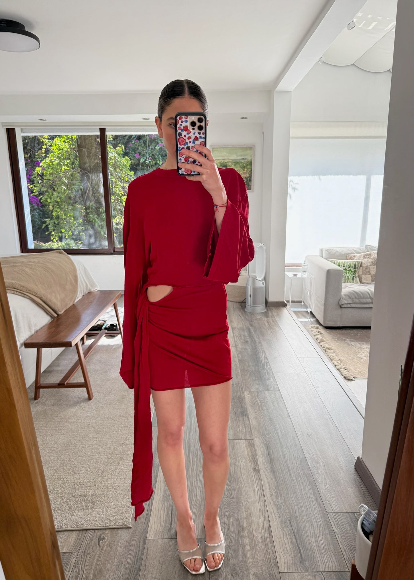 VESTIDO MINI DE KNIT HOT RED