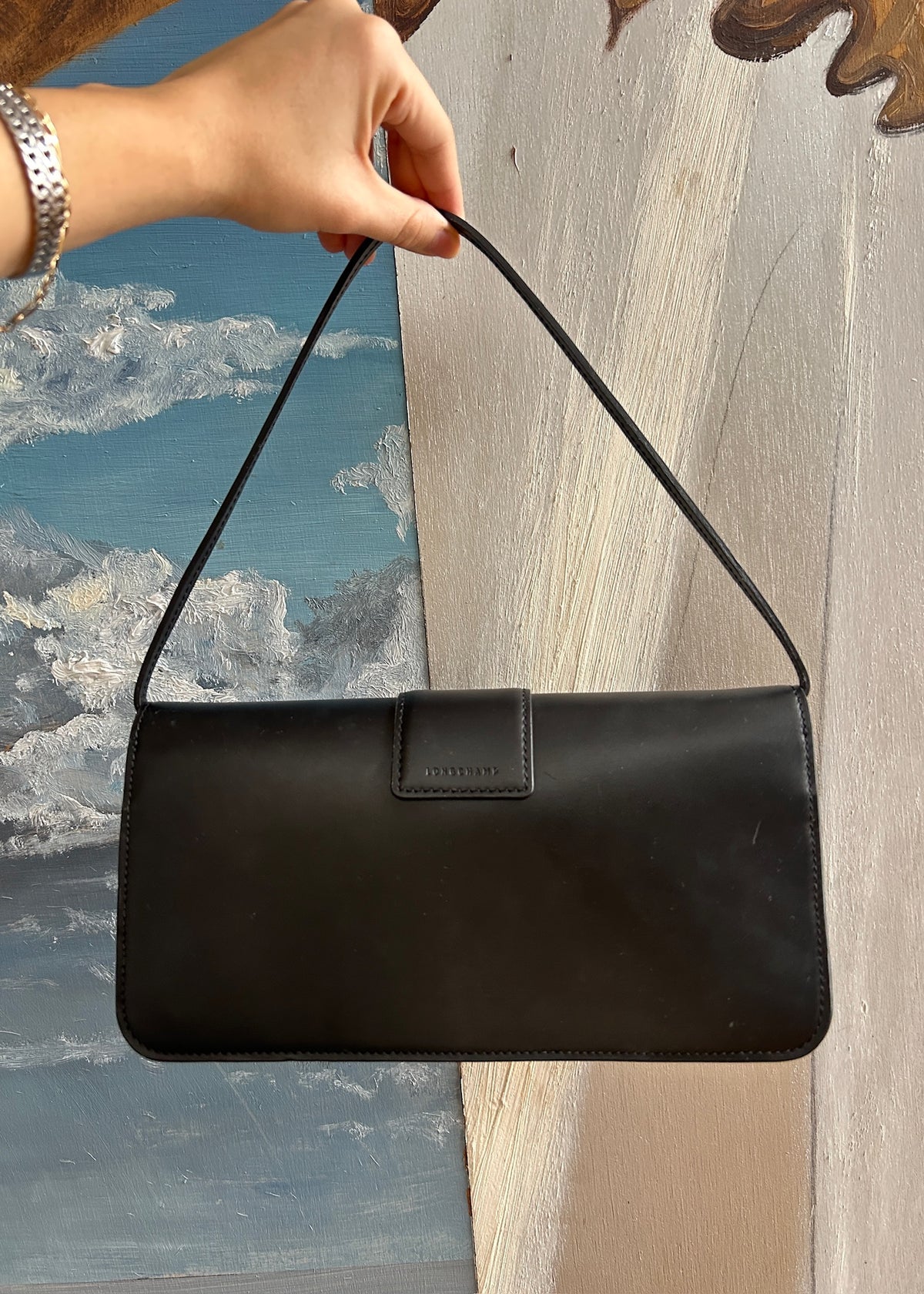 BOLSA VINTAGE DE PIEL NEGRA