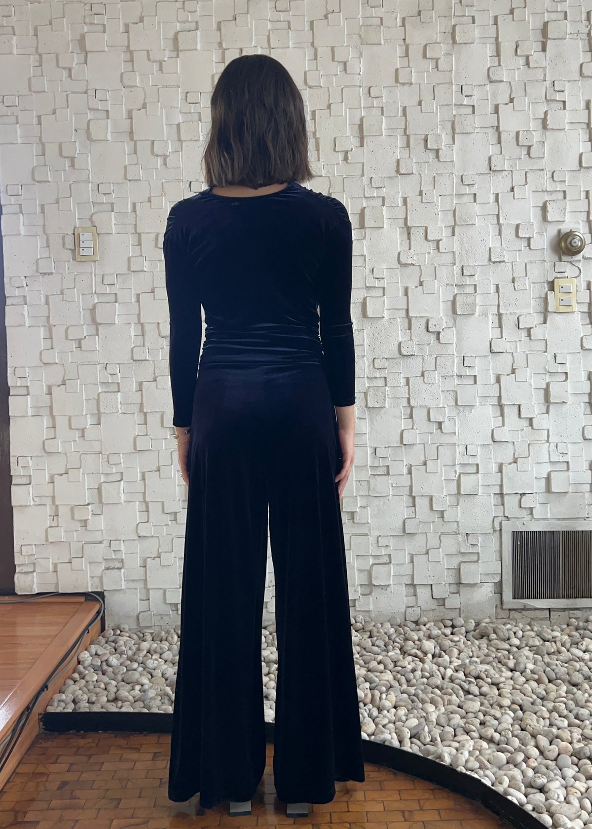 JUMPSUIT LARGO VELVET AZUL