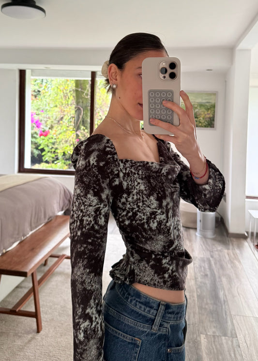 BLUSA MANGA LARGA CON PRINT