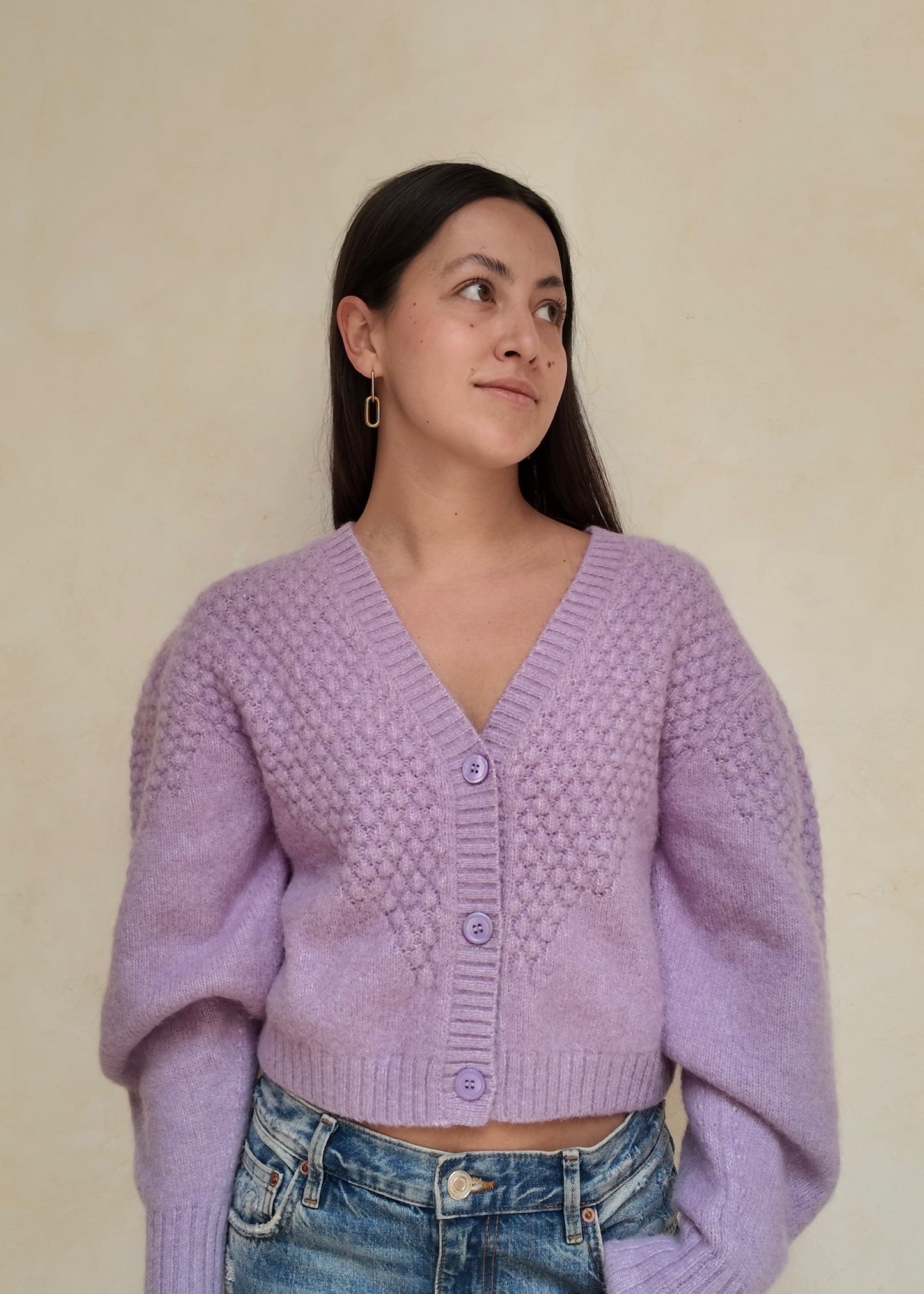 CARDIGAN MORADO CHUNKY