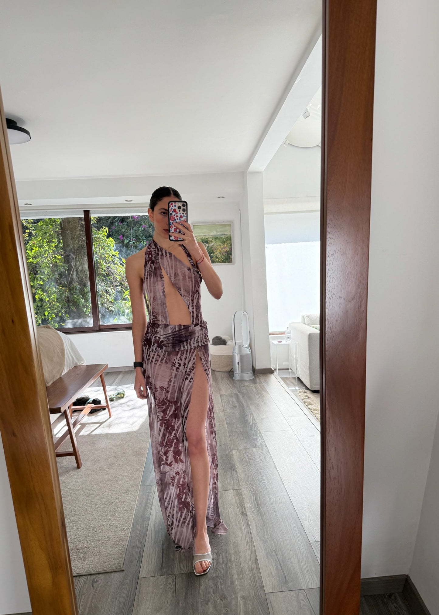 VESTIDO DE MESH MAXI CON PRINT