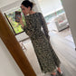VESTIDO ESTAMPADO CON CUT OUTS VERDE