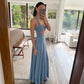 VESTIDO MAXI AZUL CON CUT OUT
