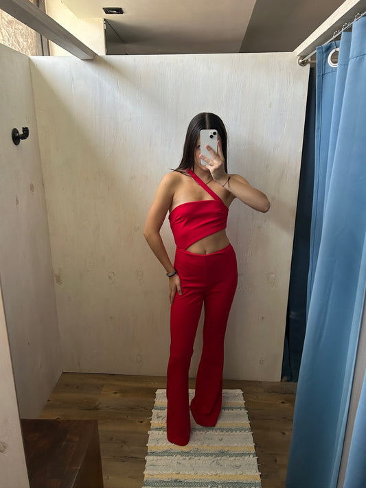 JUMPSUIT HOT RED ASIMÉTRICO