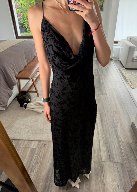 VESTIDO MESH NEGRO CON FLORES