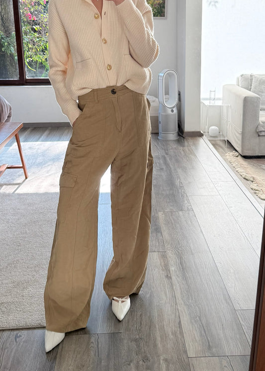 CARGO PANTS FLOWY CAMEL