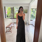 VESTIDO MAXI NEGRO CON PLATEADO