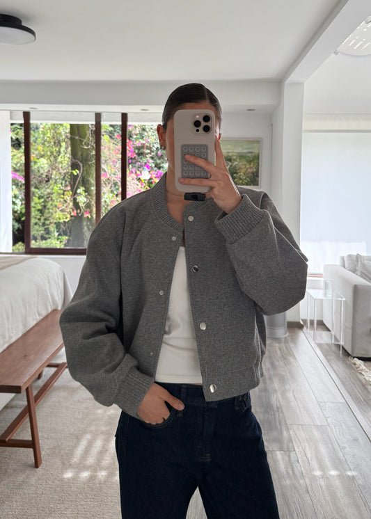 CHAMARRA BASEBALL GRIS