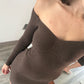 VESTIDO RIBBED DE KNIT CAFE
