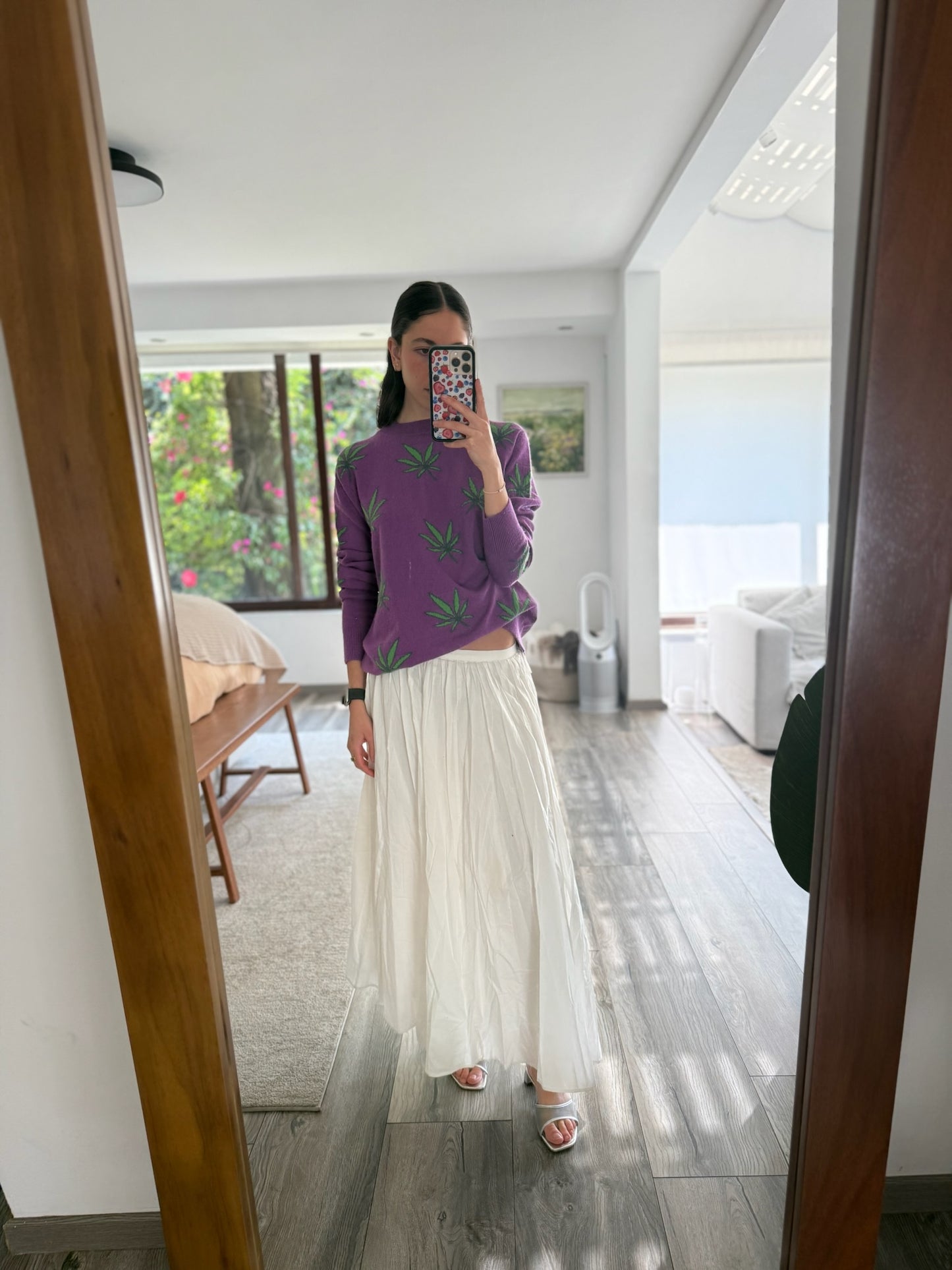 FALDA MIDI BLANCA CASUAL