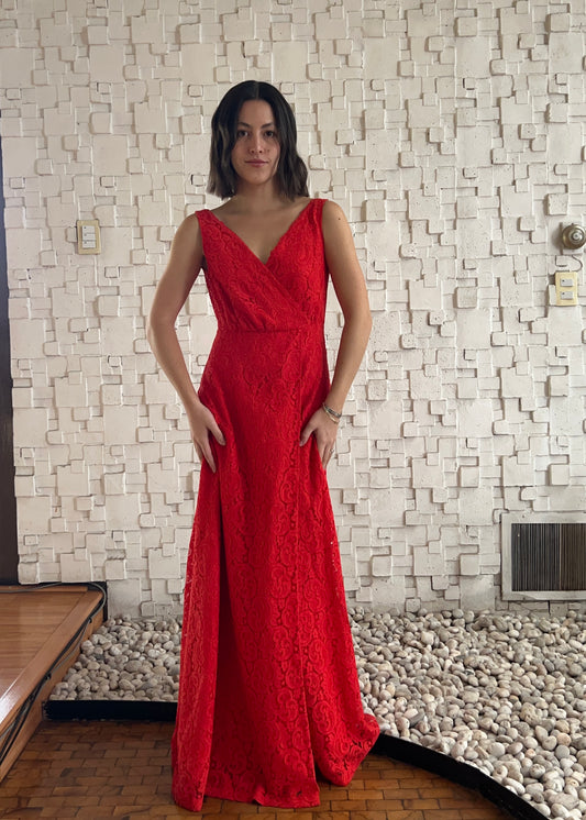 VESTIDO DE ENCAJE ROJO