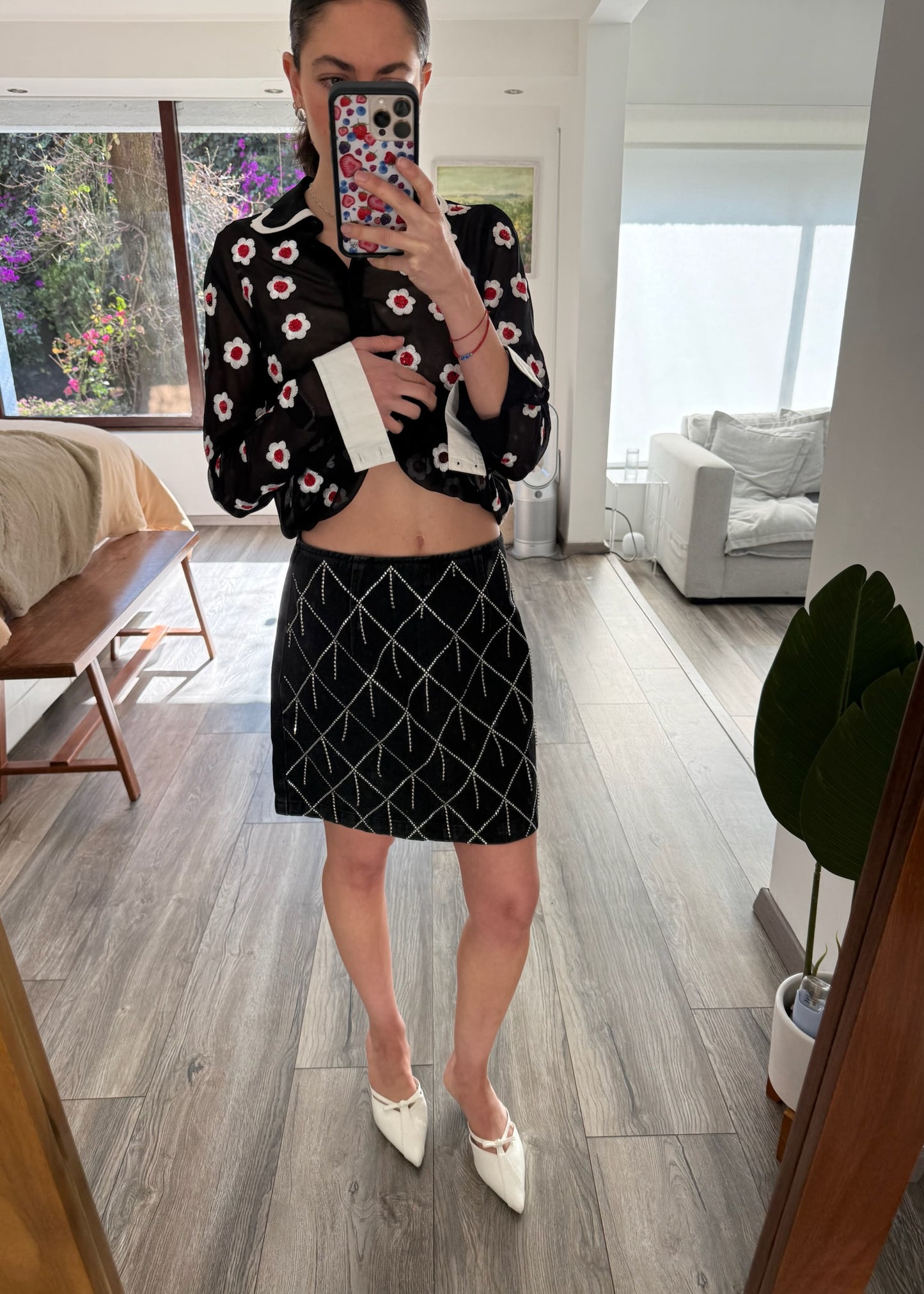 FALDA DENIM CON DIAMANTITOS