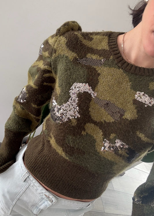 SUÉTER CROPPED CAMO PRINT