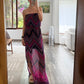 VESTIDO MAXI STRAPLESS CON PRINT
