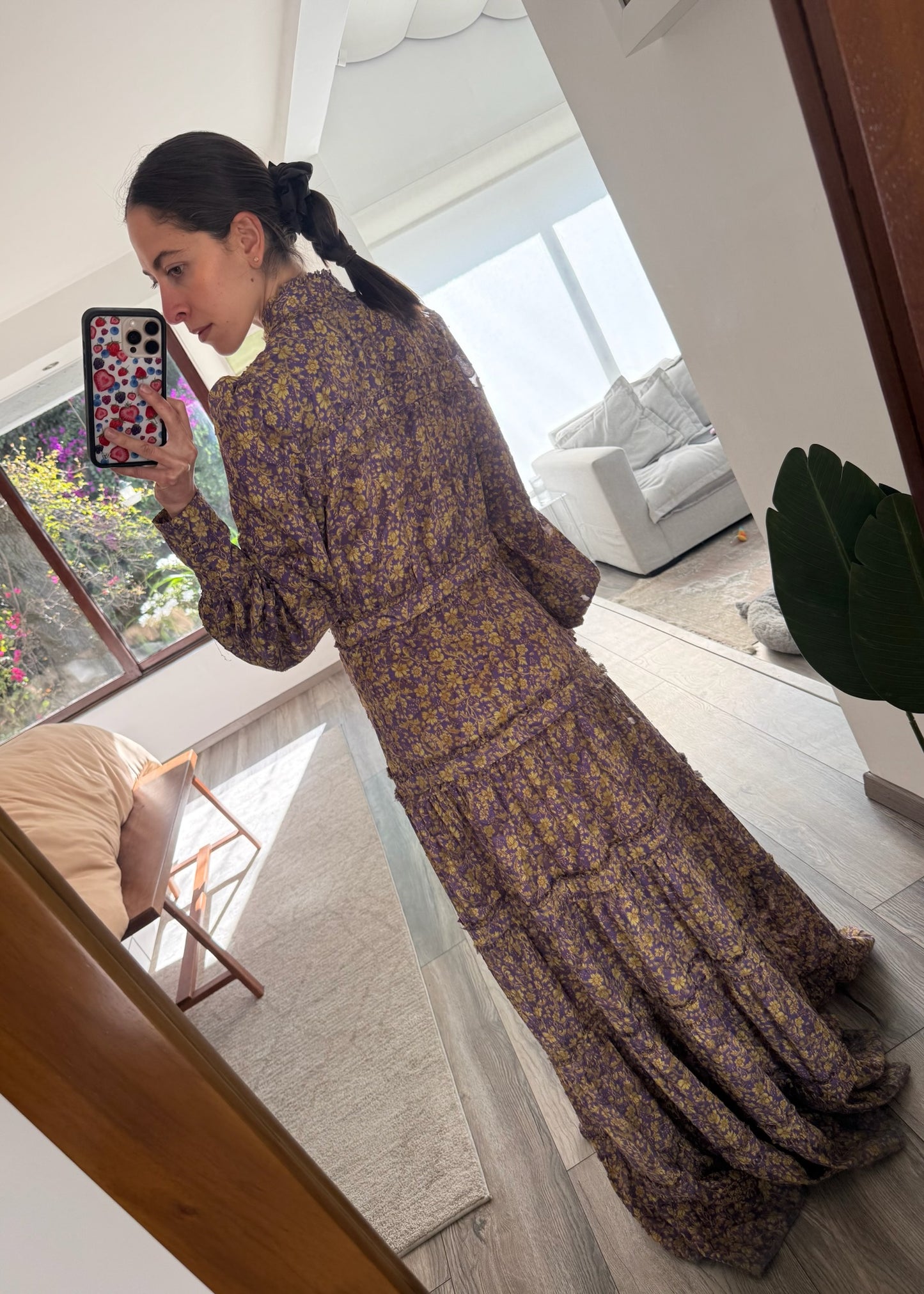 VESTIO DE TIPO CAMISA MAXI PRINT FLORES