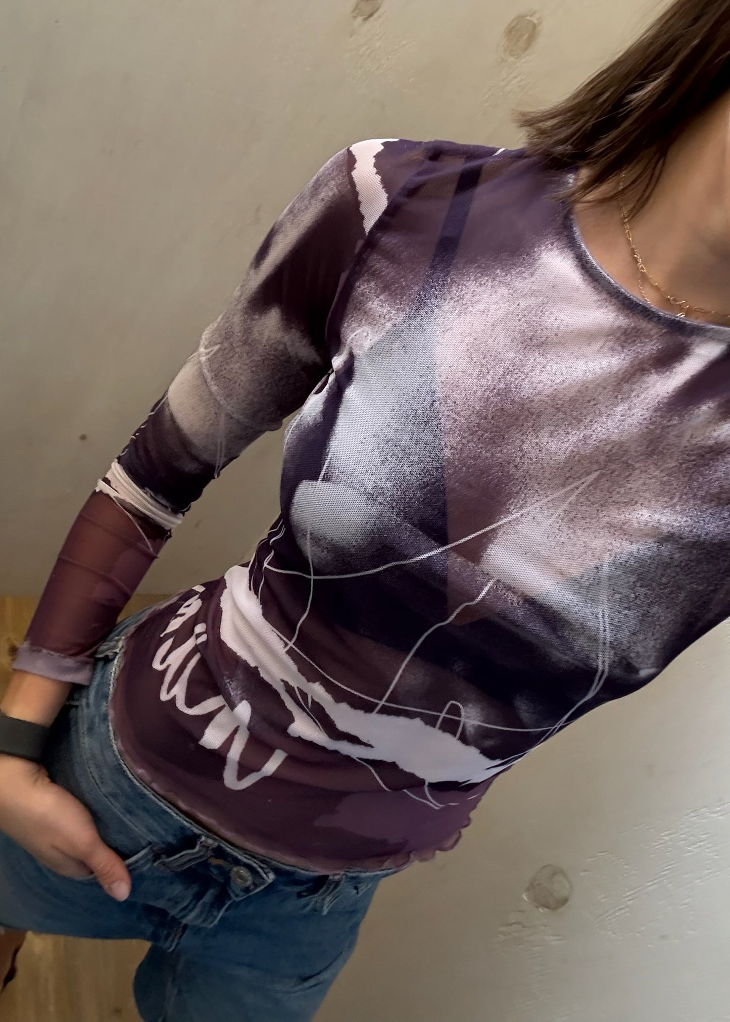 TOP DE MESH INAMORATA MANGA LARGA