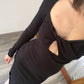 VESTIDO DE KNIT MANGA LARGA CON CUT OUT