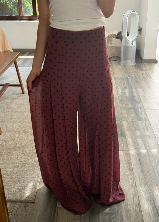 PANTALÓN POLKA DOT BURGUNDY