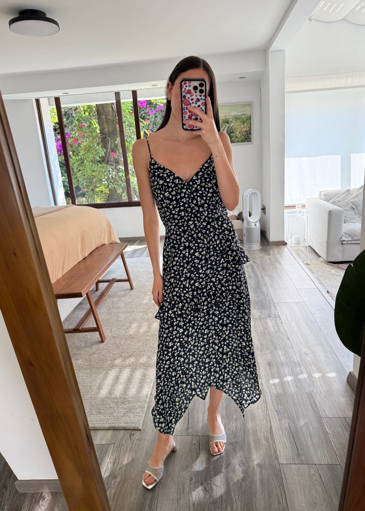 VESTIDO MIDI CON PRINT AZUL