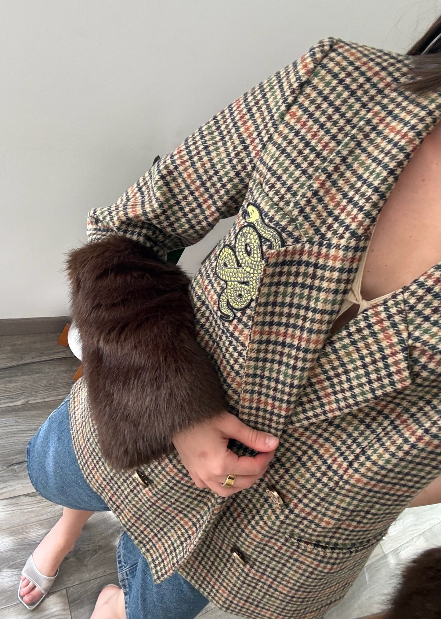 BLAZER CHECKERED CON PELUCHE