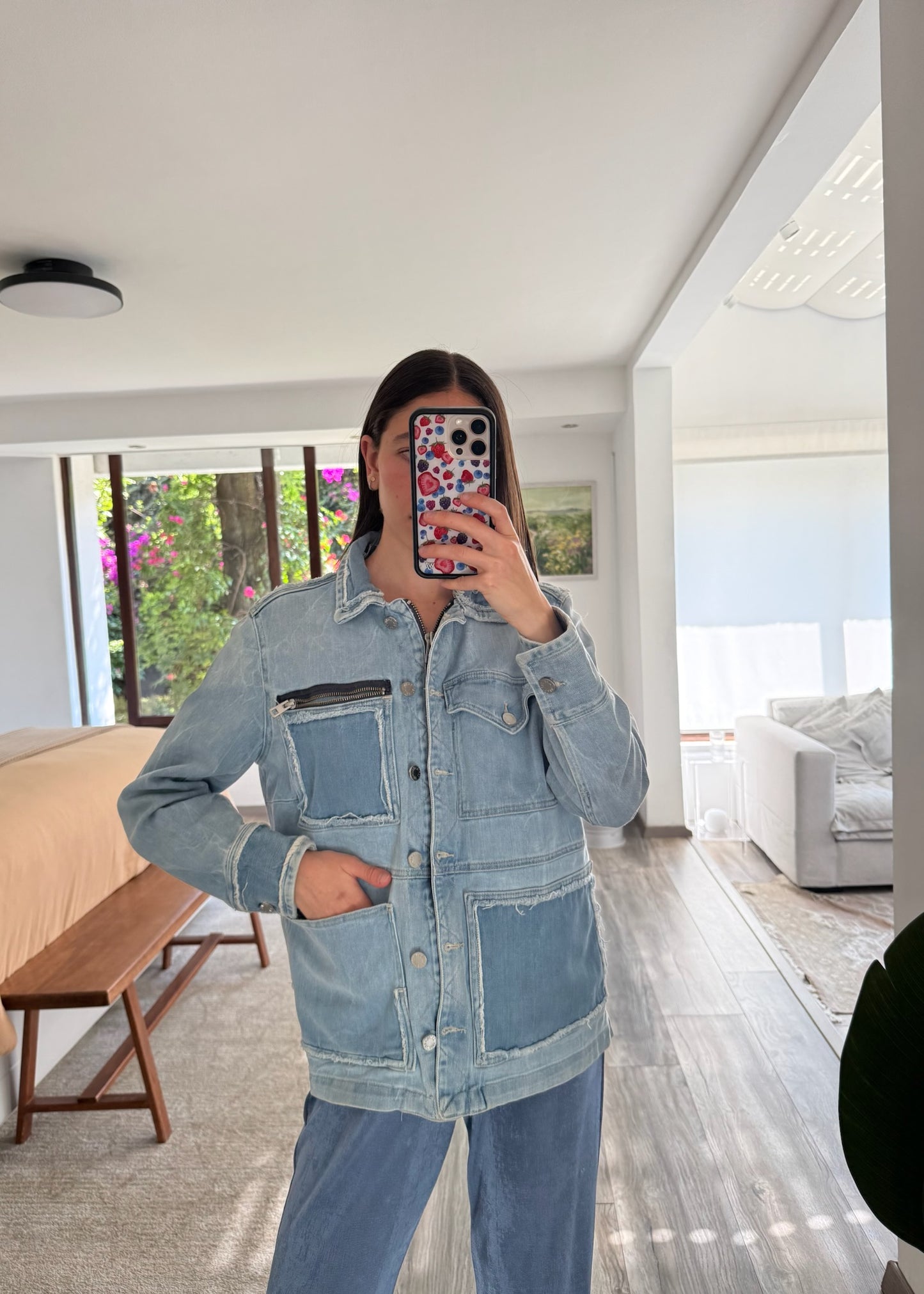 CHAMARRA DENIM DISTRESSED