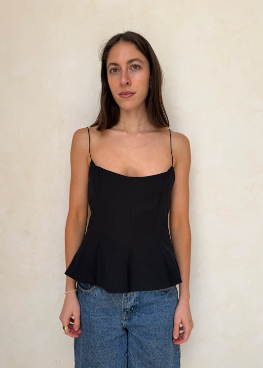 TOP CORTE PEPLUM NEGRO