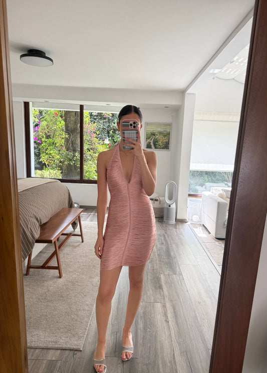 VESTIDO ROSA TIRAS COLGANTES